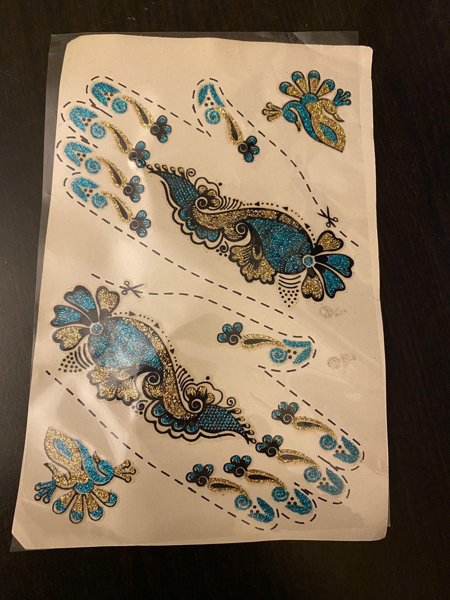 Temporary Tattoo- Blue/Gold Henna Set