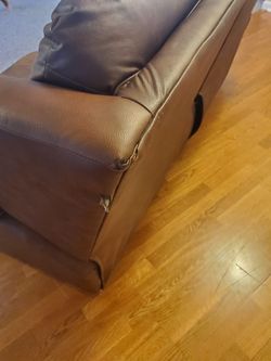 Brown Leather Recliner Loveseat With Wear And Tear, See Pictures Thumbnail