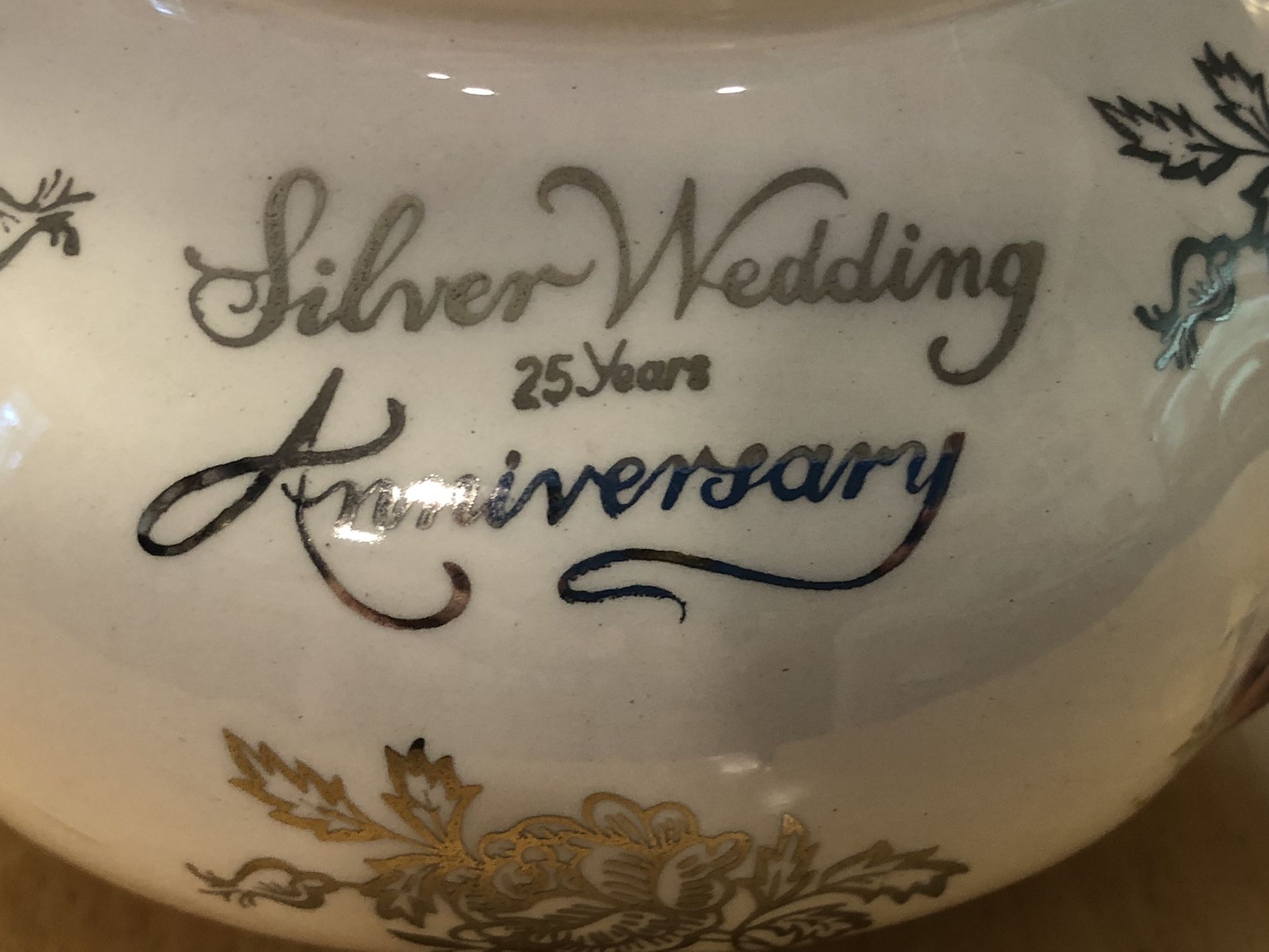 25th Silver Wedding Anniversary Teapot