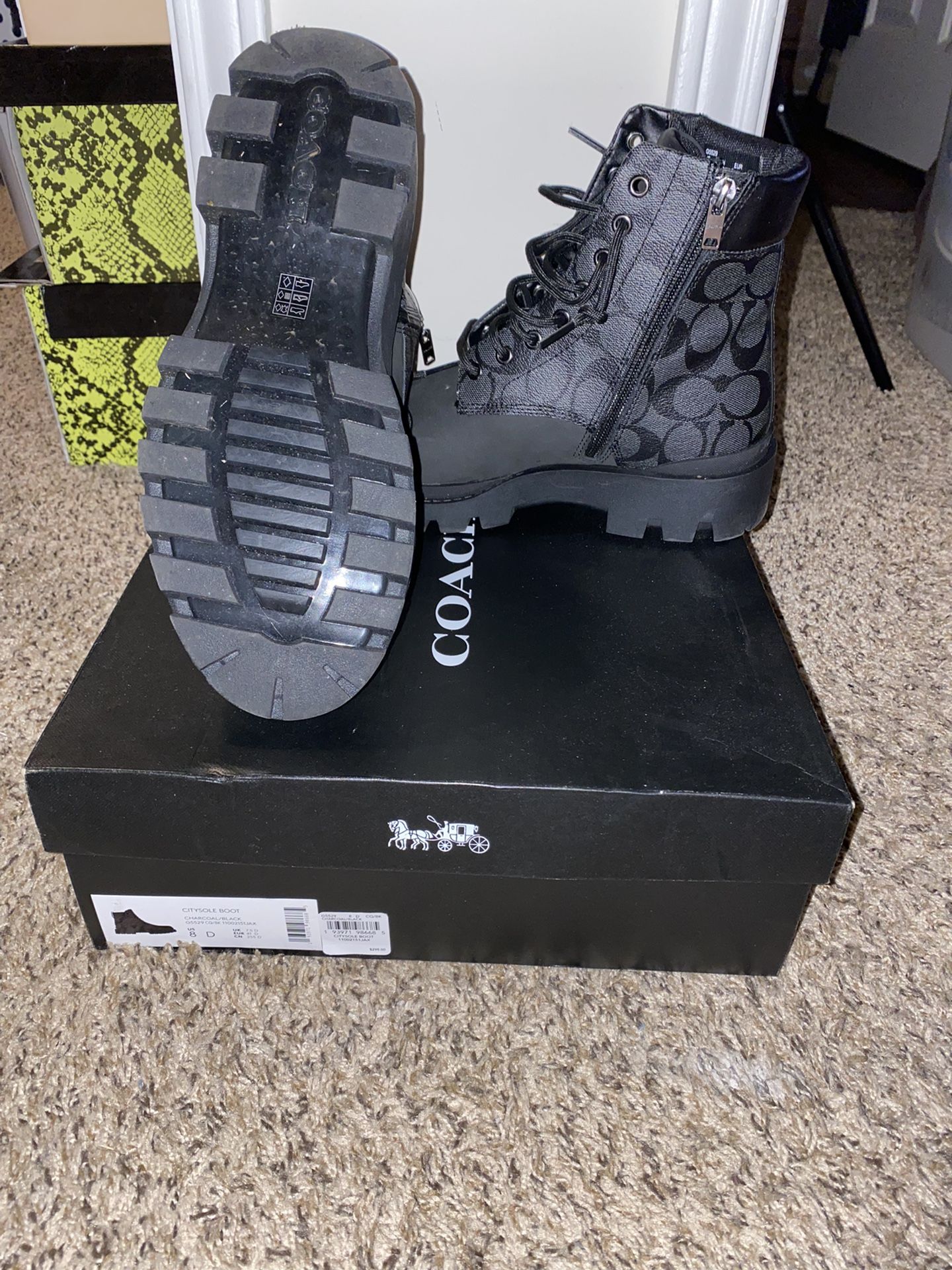 Black Authentic Coach Boots Size 8 In Mens Gently Worn