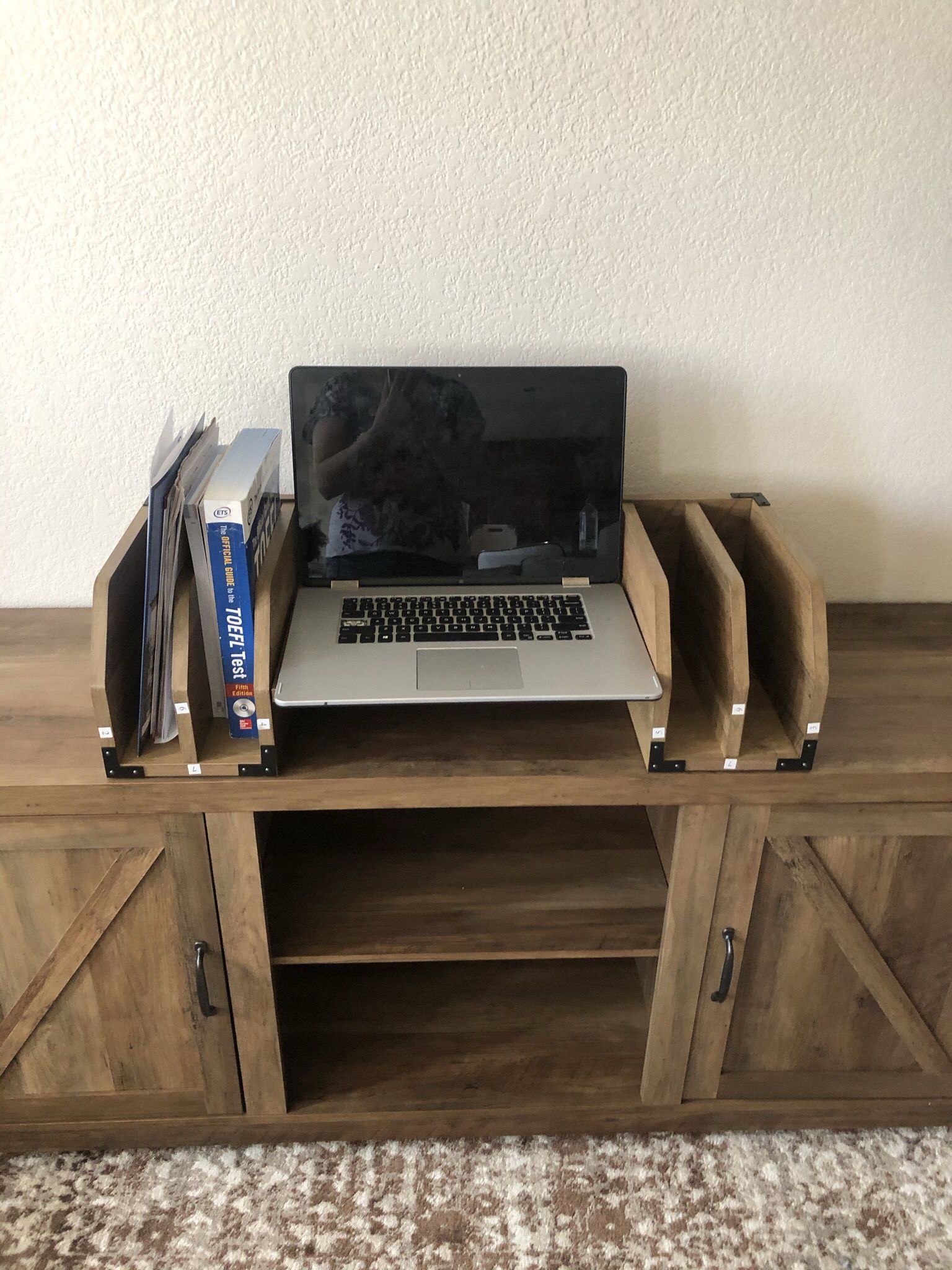 Cumputer Rustic Wood Desktop Organizer