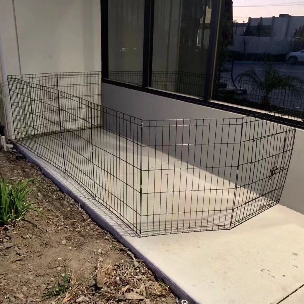 NEW 30 inch tall x 24 inches wide each panel x 8 panels steel wire exercise playpen 16 feet long fence safety gate dog cage crate kennel expandable fe
