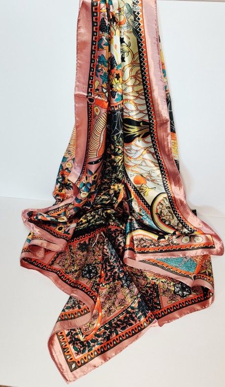 Rose Gold Silk Head Scarf/Tablecloth/Accessory