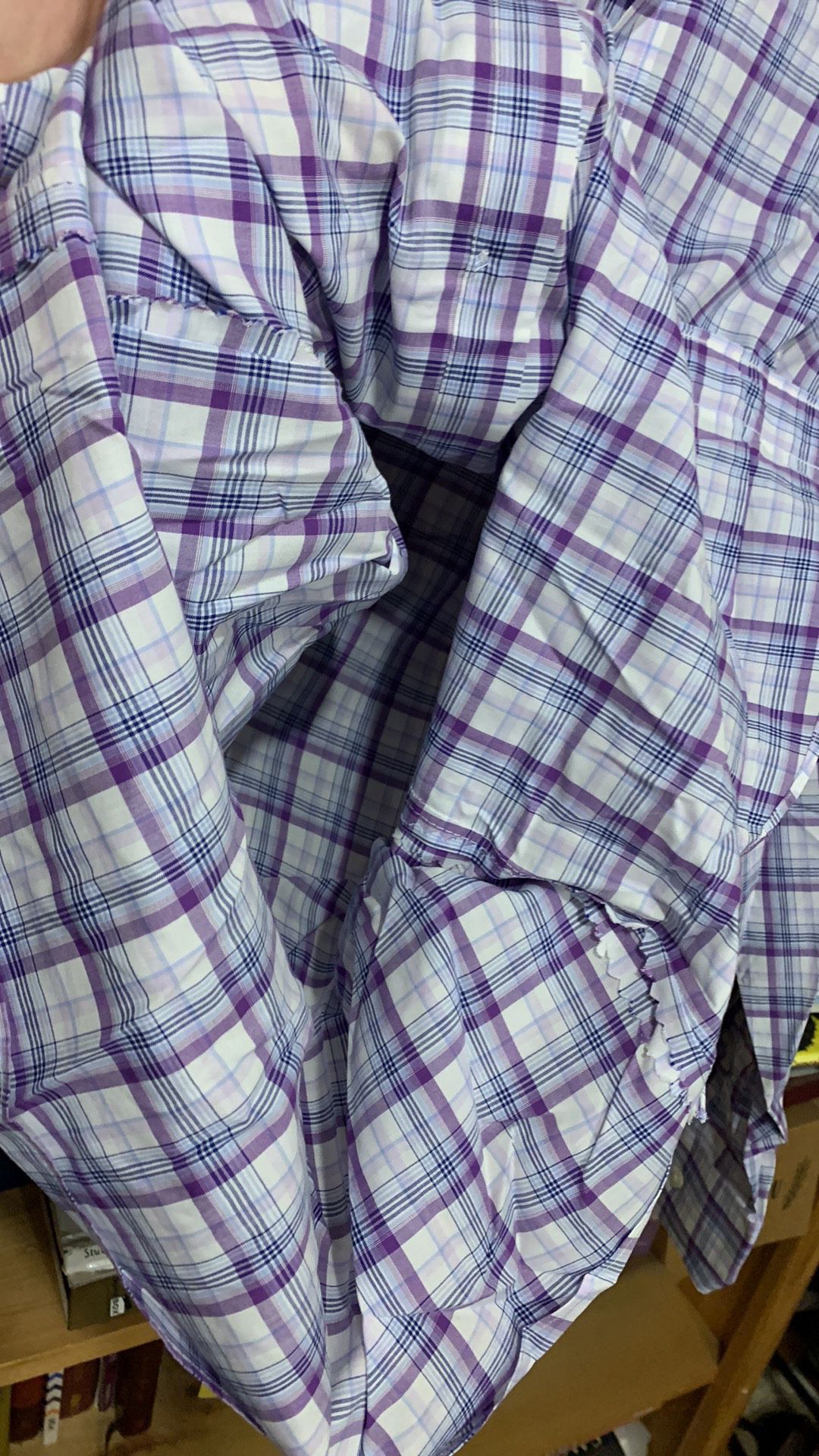 TOMMY HILFIGER-men’s violet/blue plaid ‘SLIM FIT’ long sleeve dress shirt