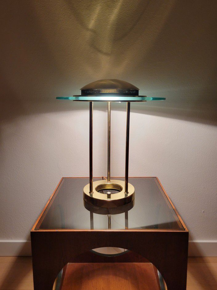 Vintage Brass And Glass Saturn Lamp