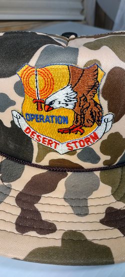 Vintage 90s Operation Desert Storm Duck Camouflage Snap Back Trucker Hat Thumbnail