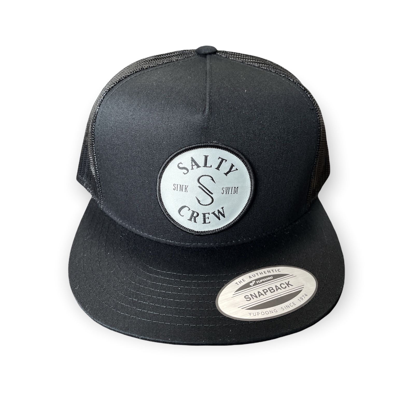 New Men’s Black Mesh Double S-Hook Snapback Salty Crew Hat
