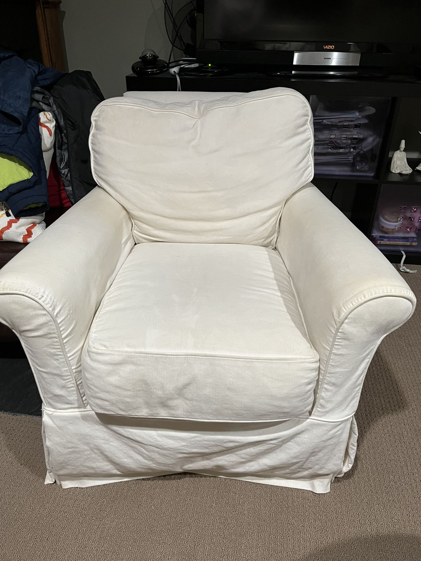 White Arm Chair With Removable Cover 