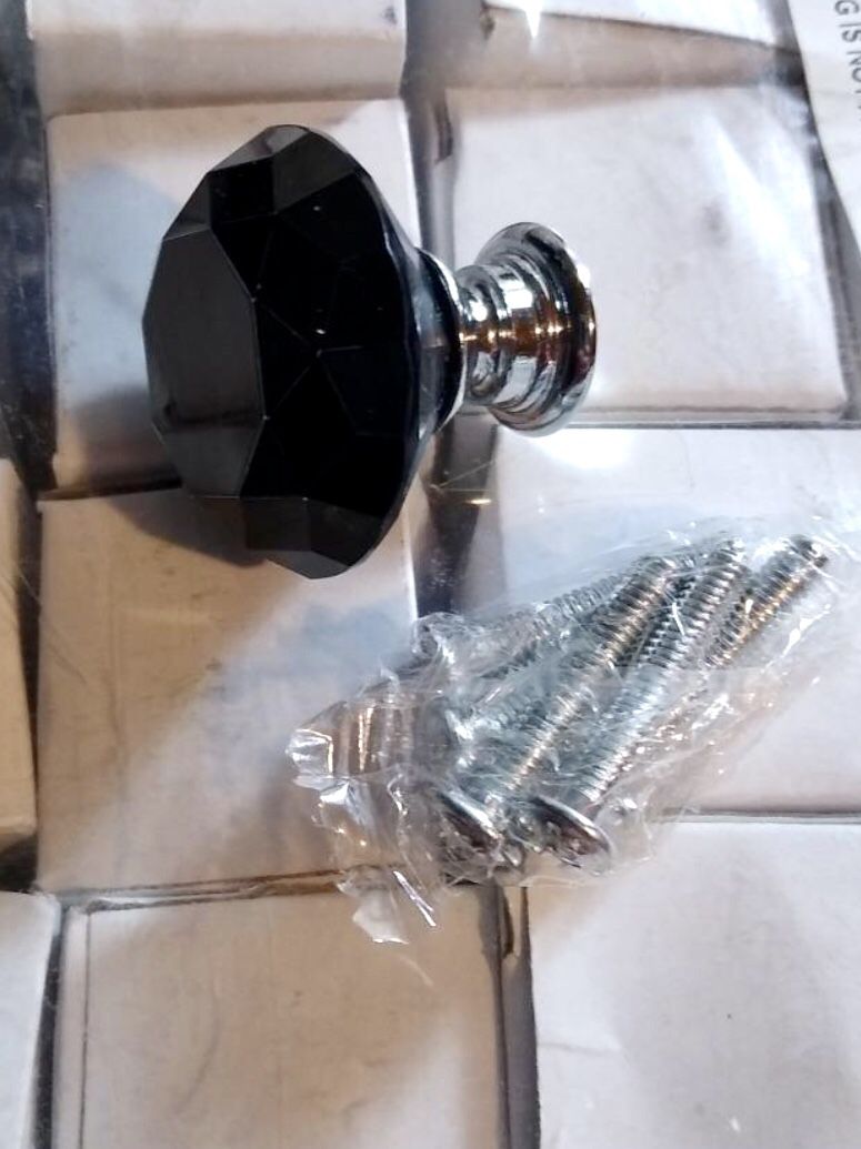 New! Set of 10 Black Swarovski Crystal Style Knobs - Bathroom Kitchen Cabinets - Dresser - Chest of Drawers - Makeup Vanity Drawers 