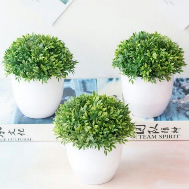 1Pc Artificial Plant Centerpiece in Pot Fake Mini Decorative Potted for Home, Indoor, Room, Office