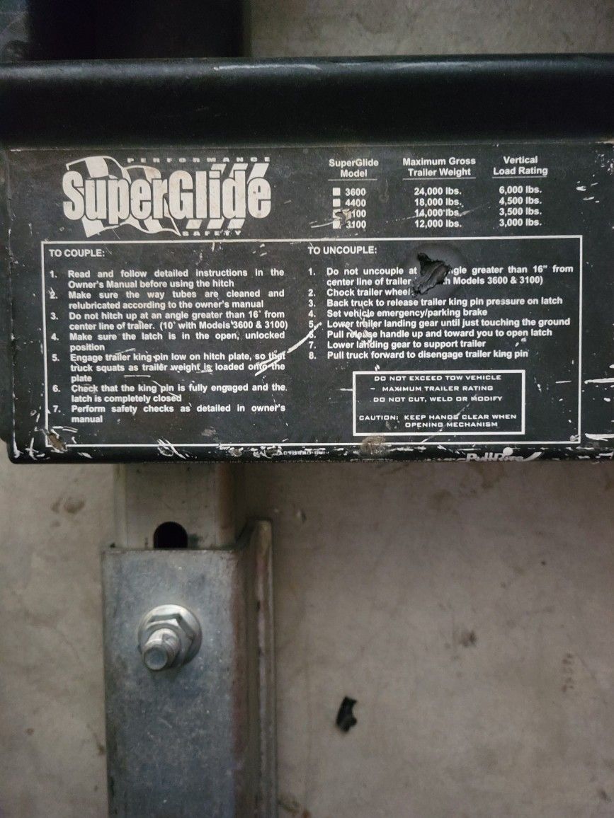 Fifth Wheel Hitch, Pullrite, Superglide