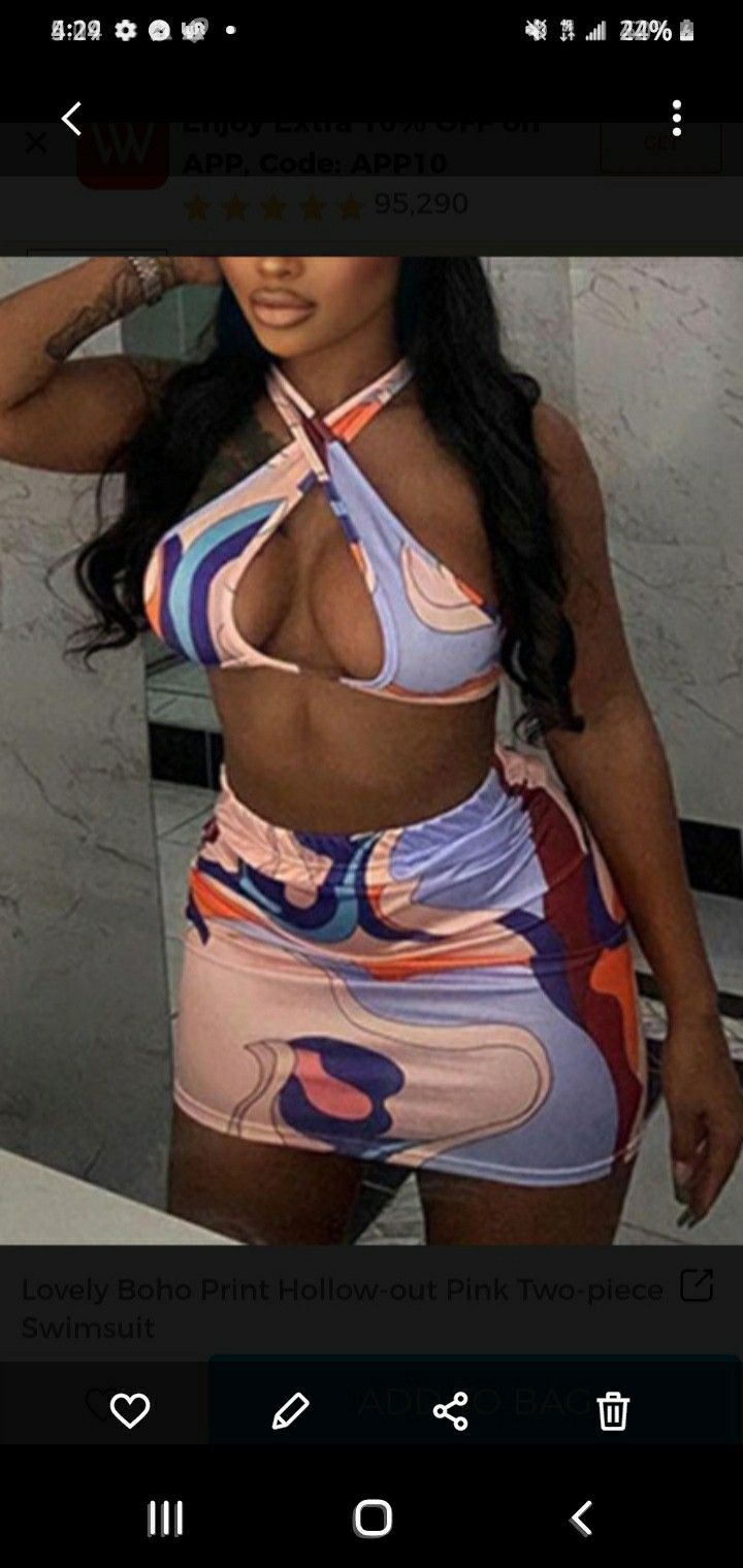 MULTI COLOR DESIGN SWIMSUIT LARGE 15$ And PINK BIKINI SWIMSUITS LARGE 10$ S,M,L,Black ,2X Fits As A 1X 20$ PURPLE, 20$ 2XL FITS AS A 1X 20$ EACH
