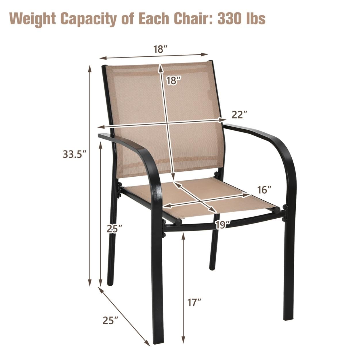 Gymax 4PCS Stackable Patio Dining Chair w/ Steel Frame & Quick-drying Fabric