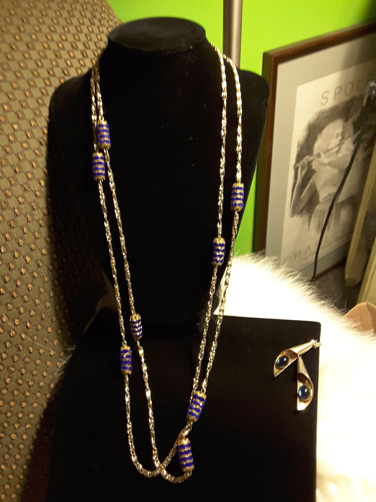 Estate Set Necklace Sapphire & Gucci Link w Earrings $33