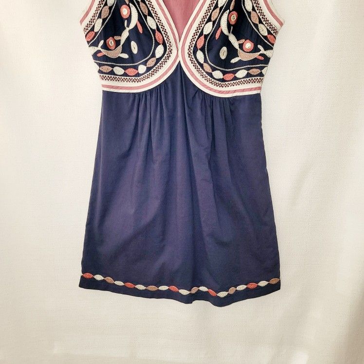 Arc & Co Womens Floral Grecian V-neck Embroidered Babydoll Sundress Dress S