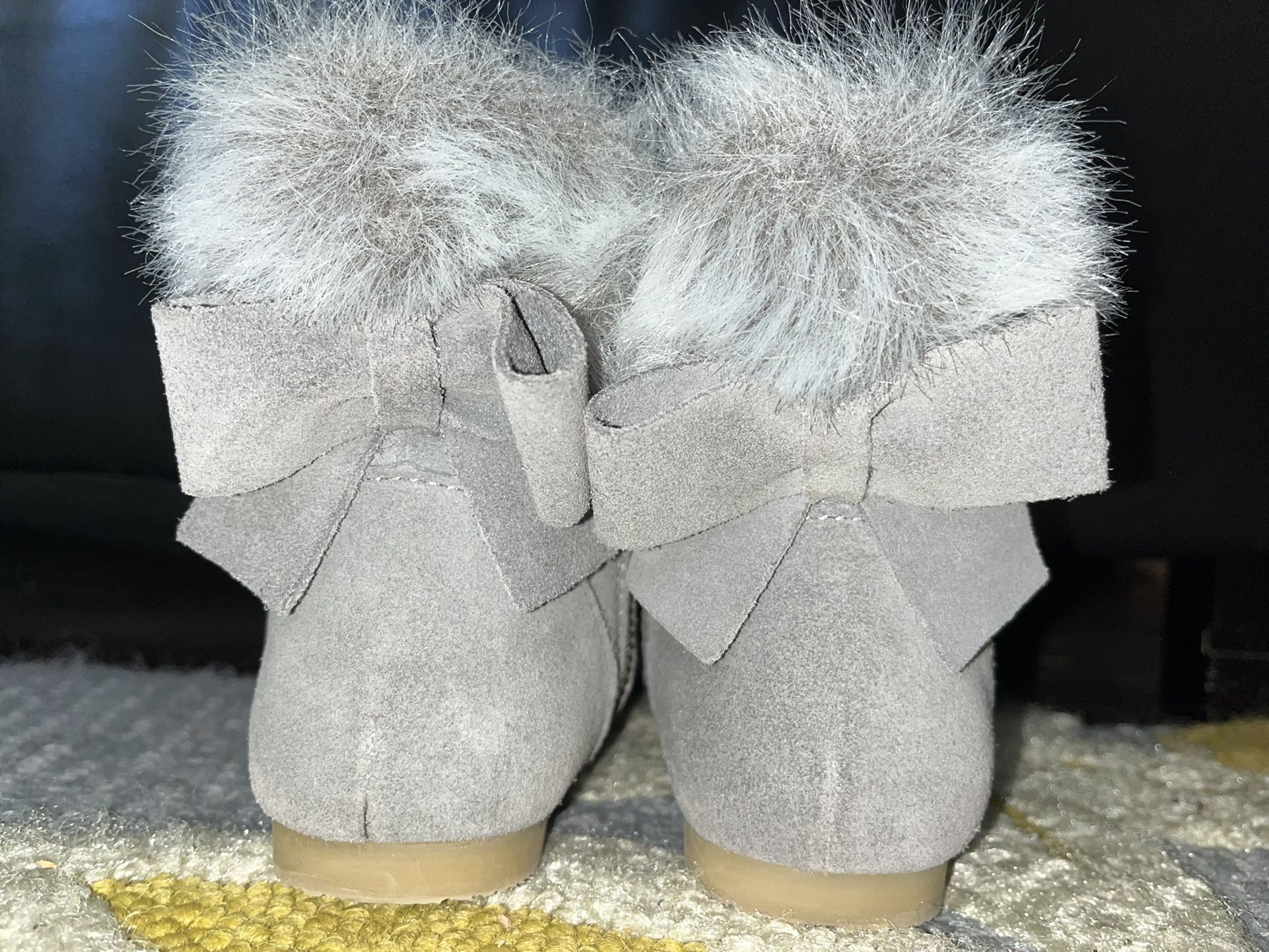 Janie & Jack Gray Faux Fur Toddler Girls Boots Size 10