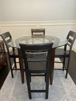 4 Person Glass Round Table With Chairs  Thumbnail