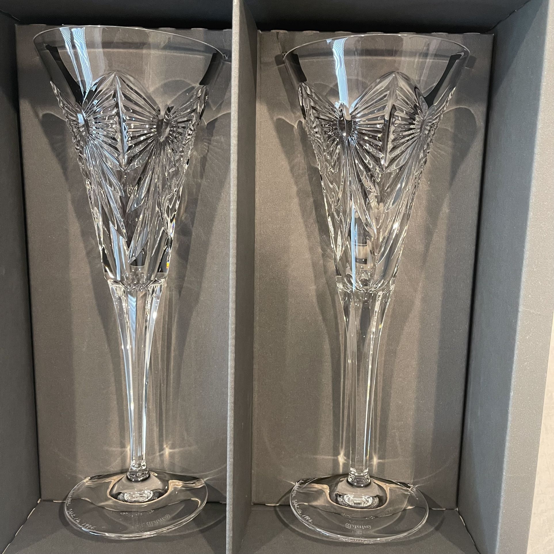 Waterford Millennium Collection Toast To The Year 2000 Champagne Flutes Complete Rare Set