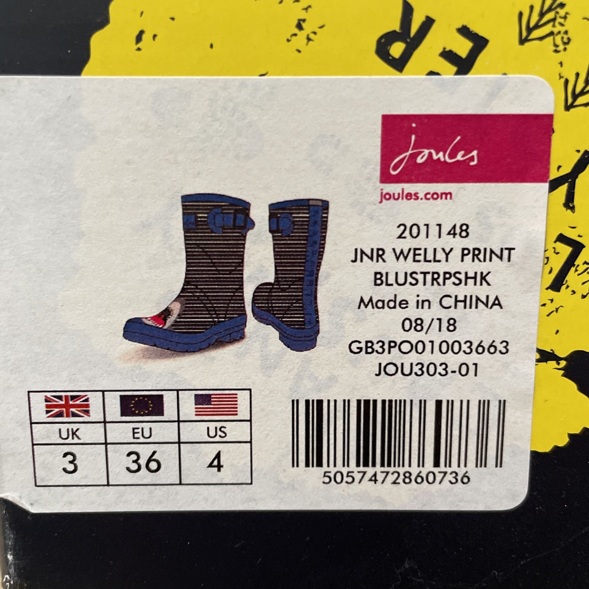 Joules Shark Rain Boots Size 4