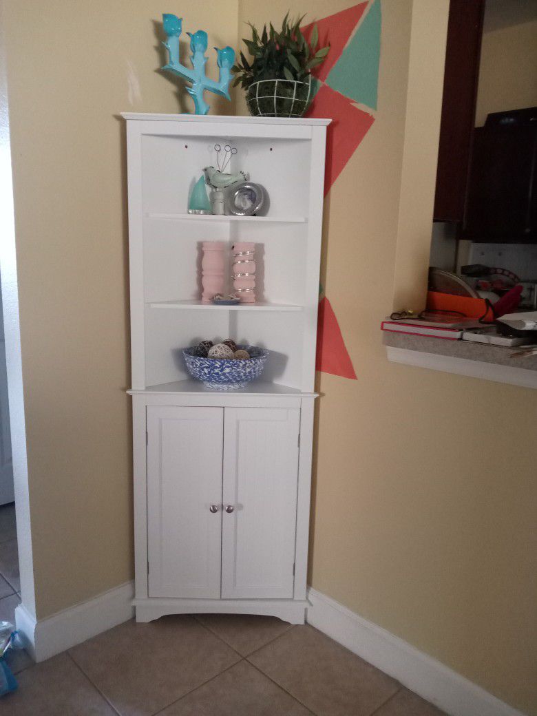 Corner Cabinet Shelf White In Perfect Condition, $120