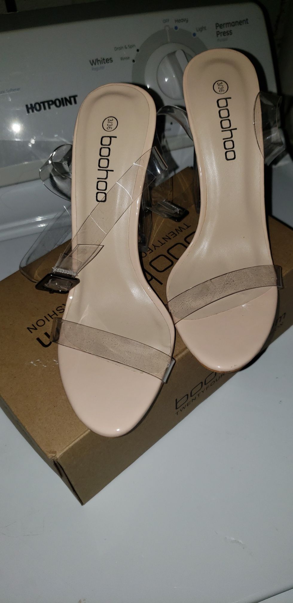 Clear two part block heels