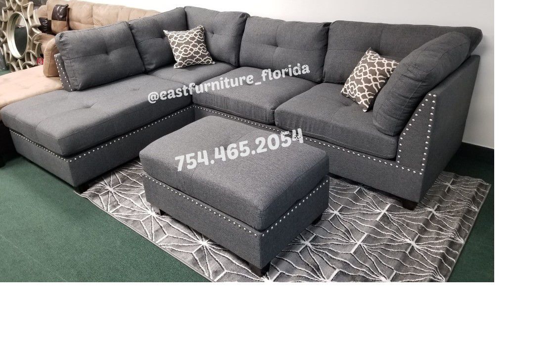 Grey Sectional Sofa With Ottoman gray couch set