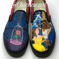 Custom Painted Shoes! Disney Princess Beauty And The Beast Belle, Toy Story, Hercules, Naurto, Haunted Mansion , Disneyland, Rick And Morty, Coco, Thumbnail