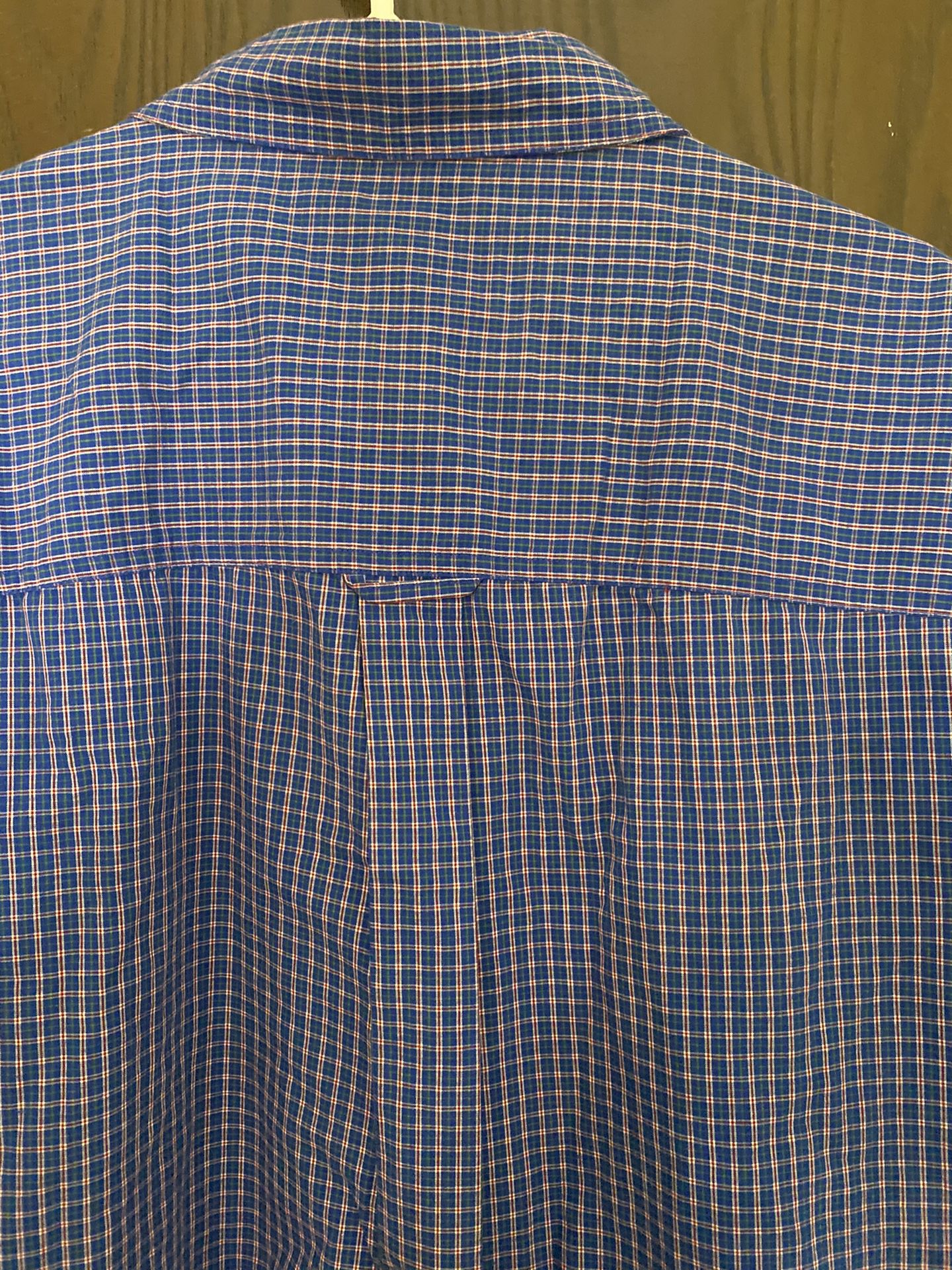 Chaps Easy Care Checkered Long Sleeve Blue Button Down Men's Size XL XLarge