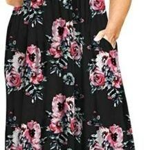 POSESHE Women's Plus Size Tunic Swing T-Shirt Dress Short Sleeve Maxi Dress sz L Thumbnail