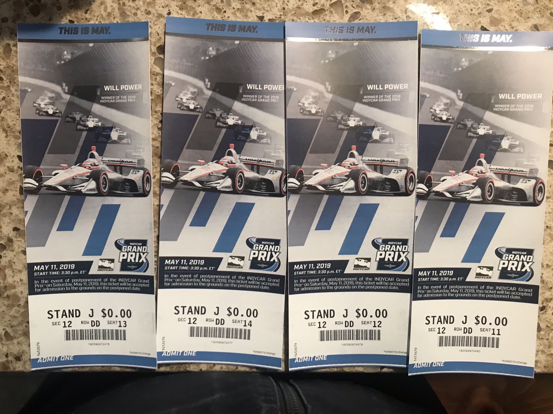 Indy Car Racing tickets(4) Sat. May 11th @3:30