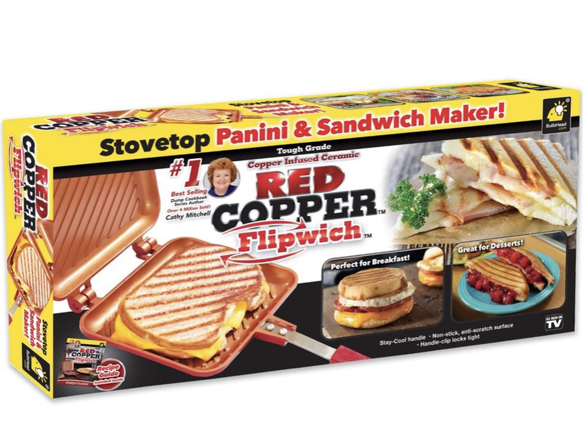 Brand NEW Red Copper Flipwich Pan Cook Sandwich Panini