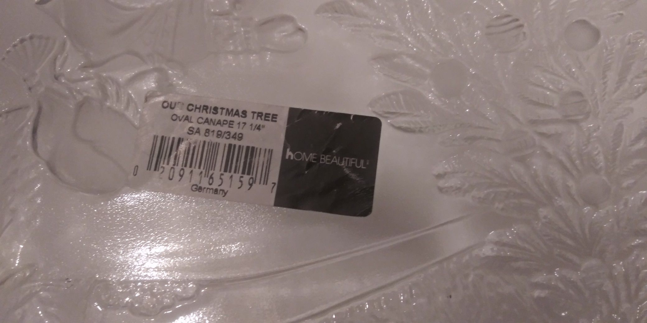 Oval canape crystal platter "Christmas Tree" 17 1/4" by Home beautiful Mikasa