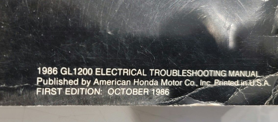 1986 and 1987 Honda Goldwing GL1200
Electrical Troubleshooting Wiring Diagram and Diagnostic Manual.