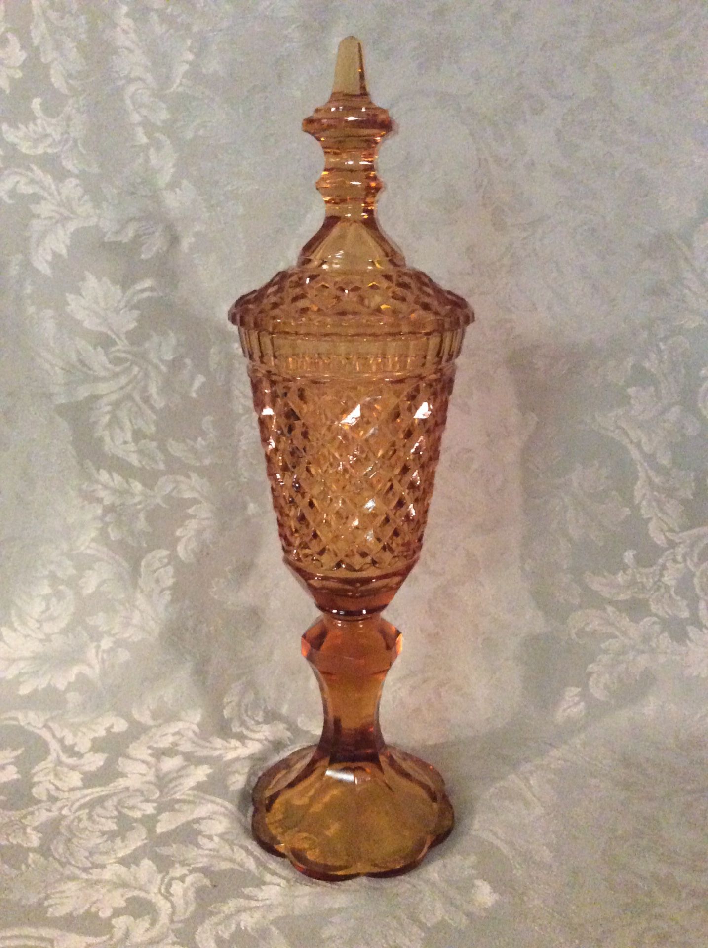 Lovely Amber-Colored Glass Candy Dish