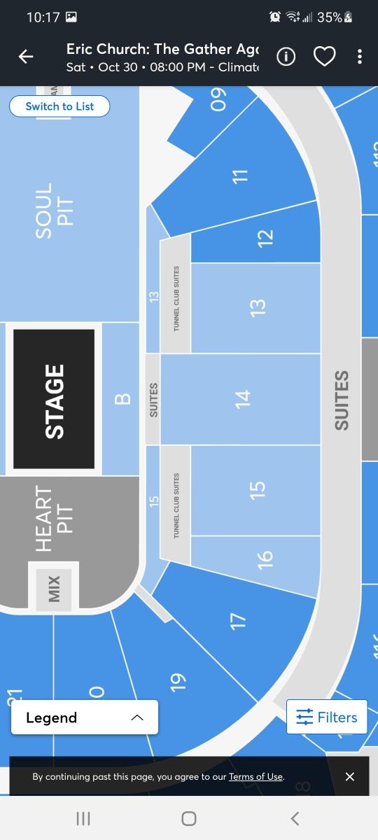 Eric Church Amazing Seats 10/30 Seattle