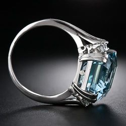 "Crystal Clear Largr Pure Rectangle Zircon Rings for Women, PD776
  Thumbnail