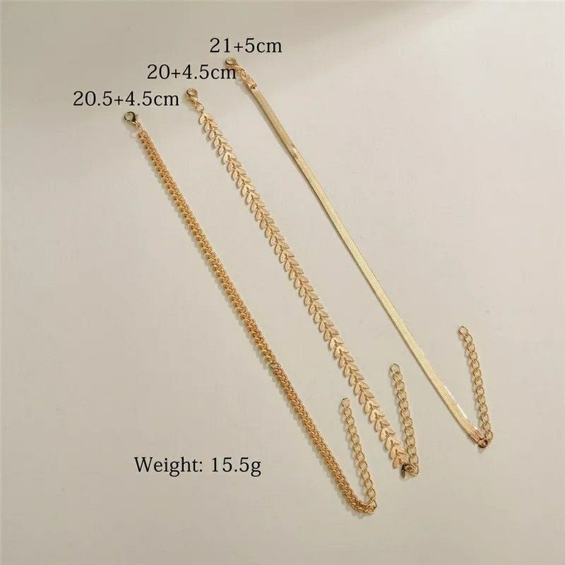 3Ppcs/Set Gold Chain Anklet For Women