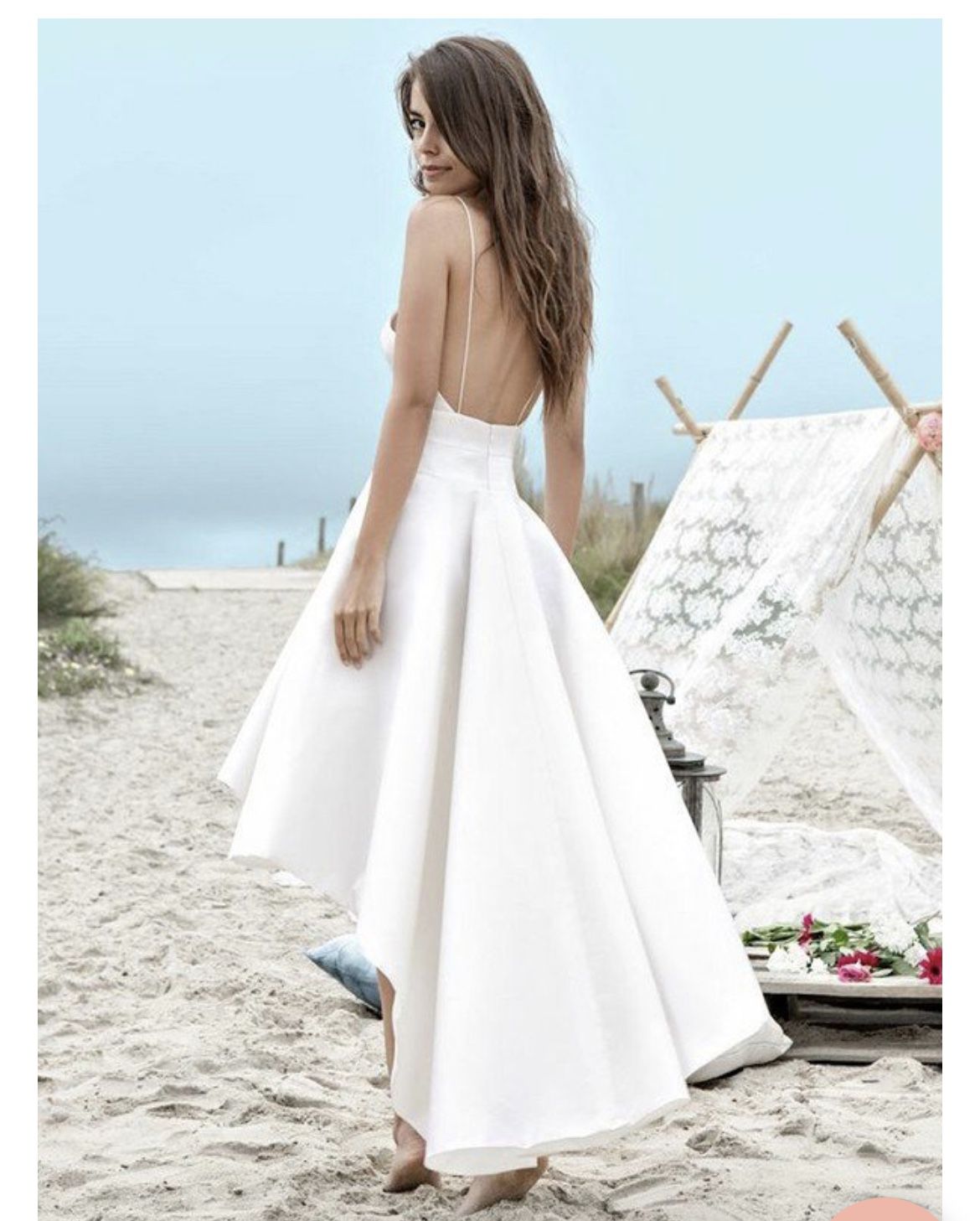 Short A-Line/Princess Satin Ruched Sleeveless Spaghetti Straps Asymmetrical Wedding Dresses