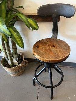 Modern Industrial Wooden Bar Stool Chair  Thumbnail