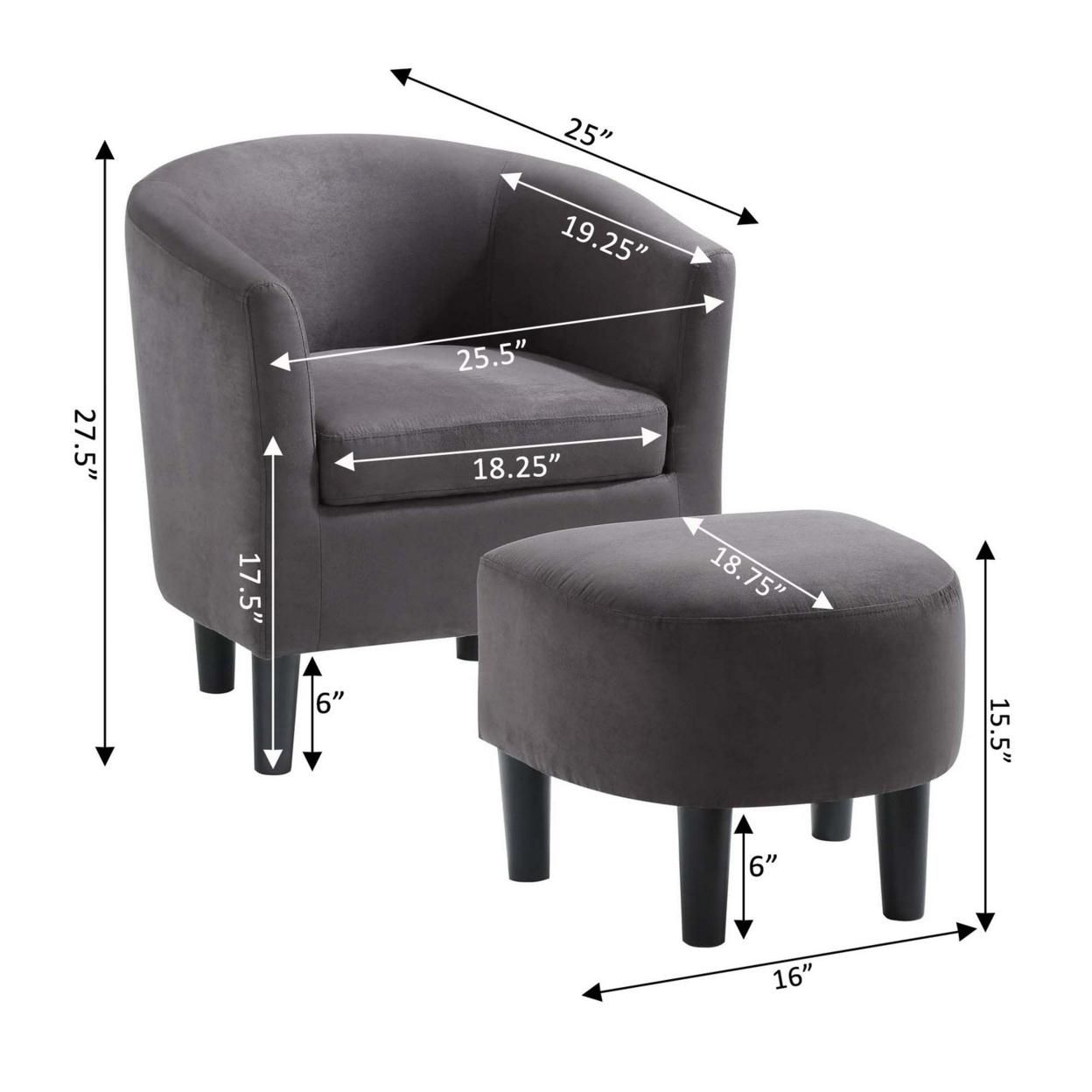 Take a Seat Churchill Accent Chair with Ottoman, Dark Gray
