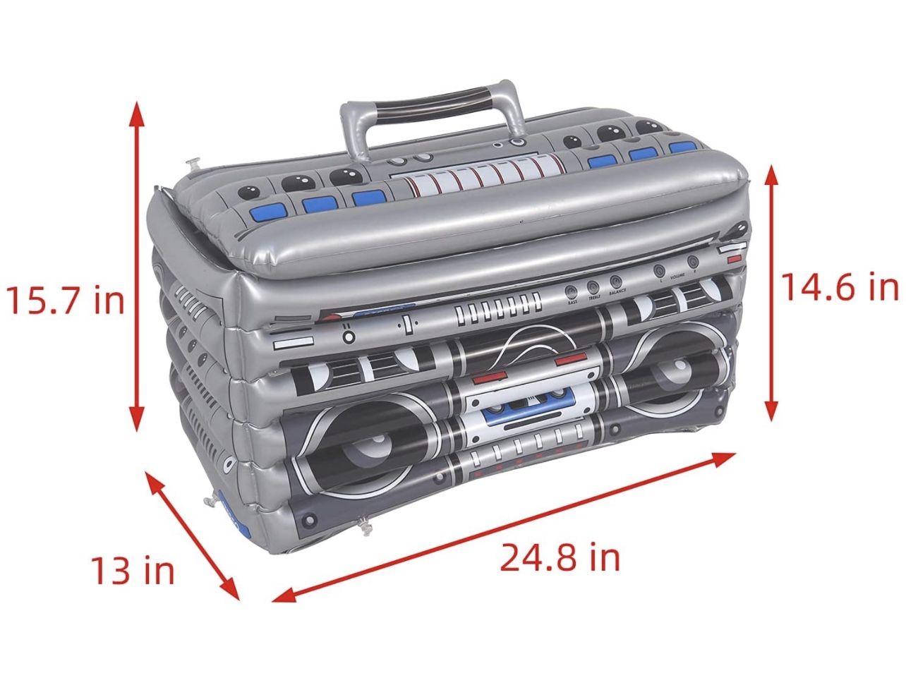 Boom Box Beverage Ice Bucket, Inflatable Cooler for Pool Camping BBQ, 80's Theme Retro Party Decor,Large Drink Floating ,Food Small Ice Chest,Birthday