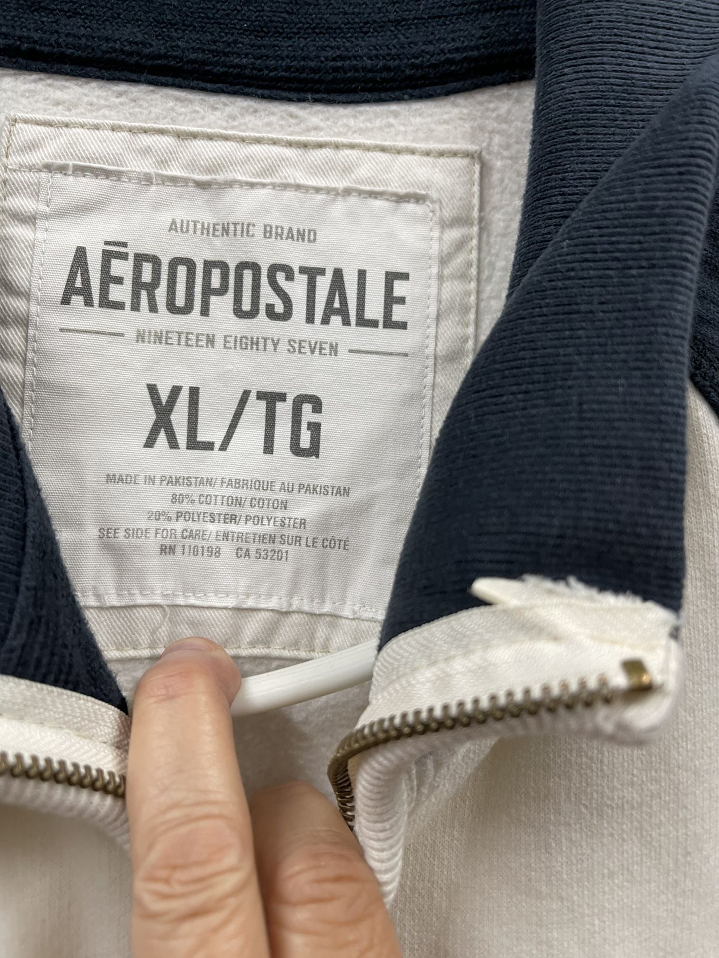 XL Mens Track Jacket - AEROPOSTALE - Full Zip - Blue / White
