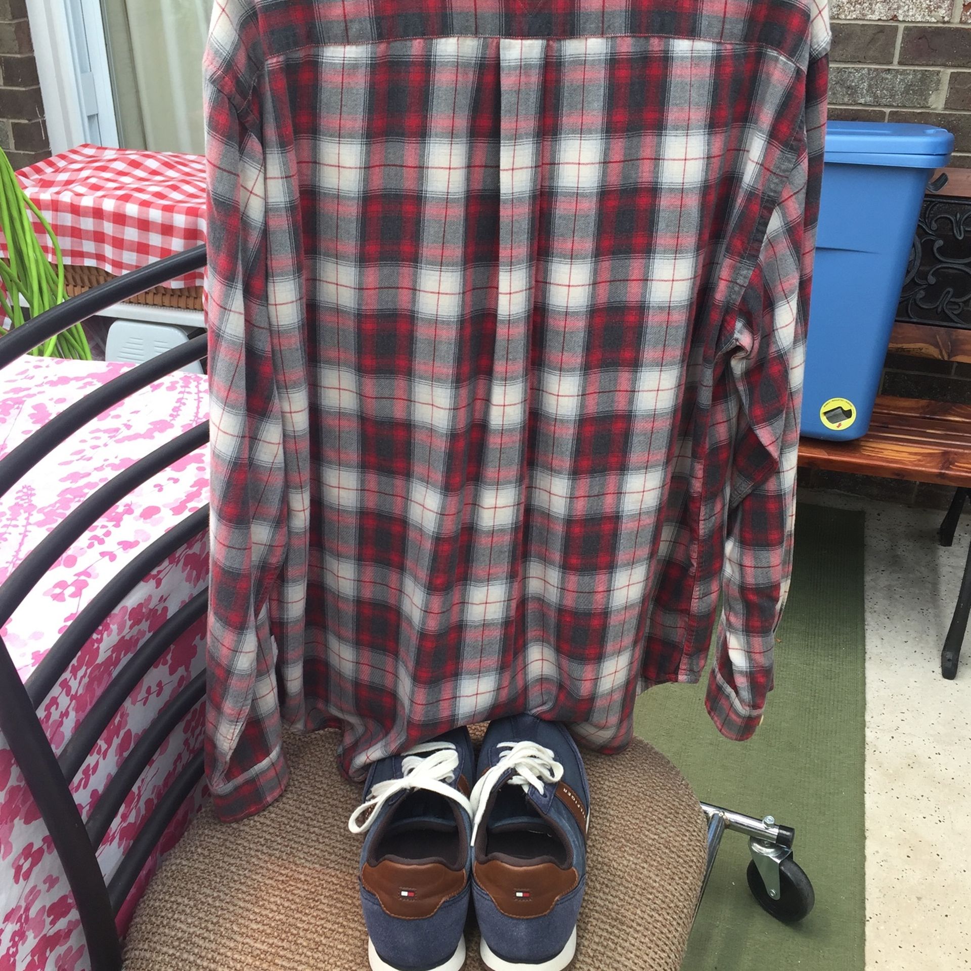 Men’s Tommy Hilfiger XXL Plaid Long Sleeve and Size 11 Shoes
