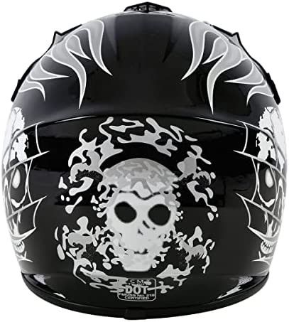 TCMT Helmet for Kids Black Flame Skull with Goggles & Gloves DOT Youth helmet for Atv Mx Motocross pOffroad Street Dirt Bike 