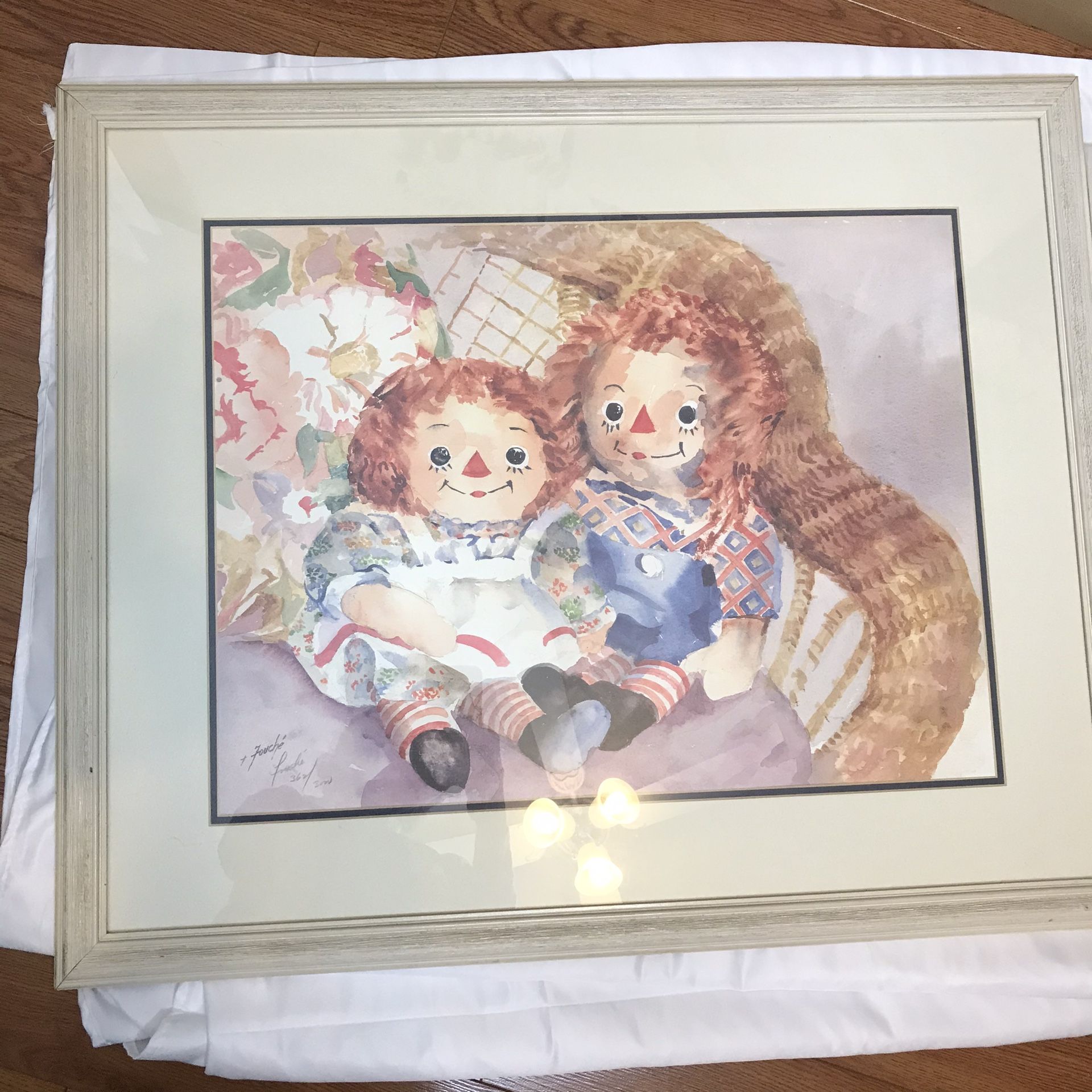 Raggedy Ann & Andy framed artwork