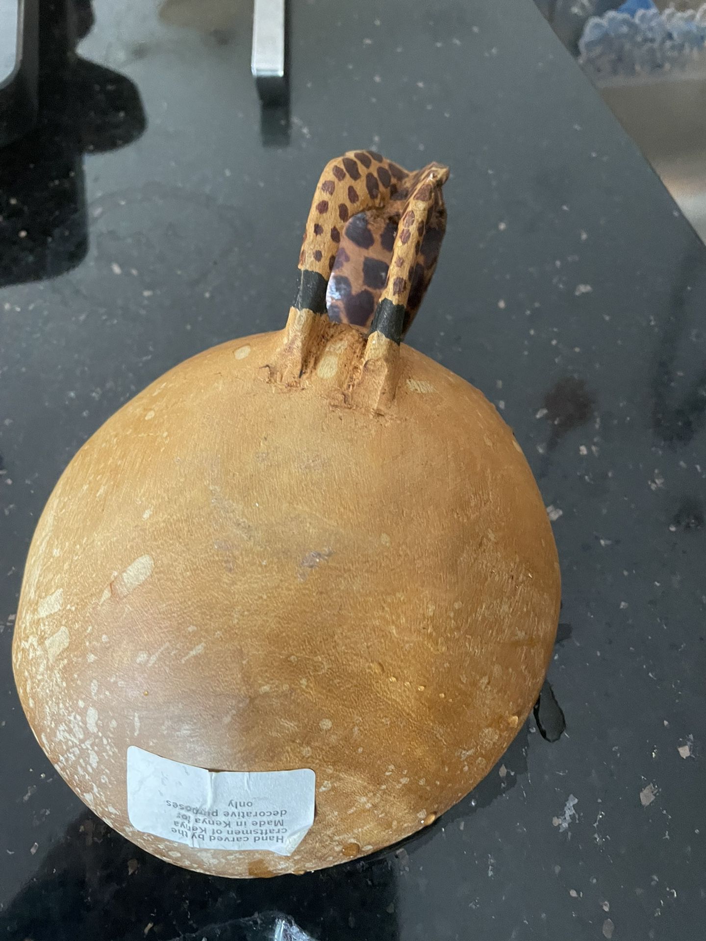 African Decor Giraffe Drinking From Wooden Bowl Made in Kenya 5” Round  Handmade in Parkland 