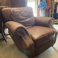 Large Red/brown Leather Recliner  Thumbnail