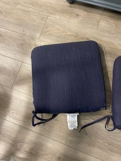 Pair Of Plow and Hearth Navy Outdoor Chair Cushions   Thumbnail