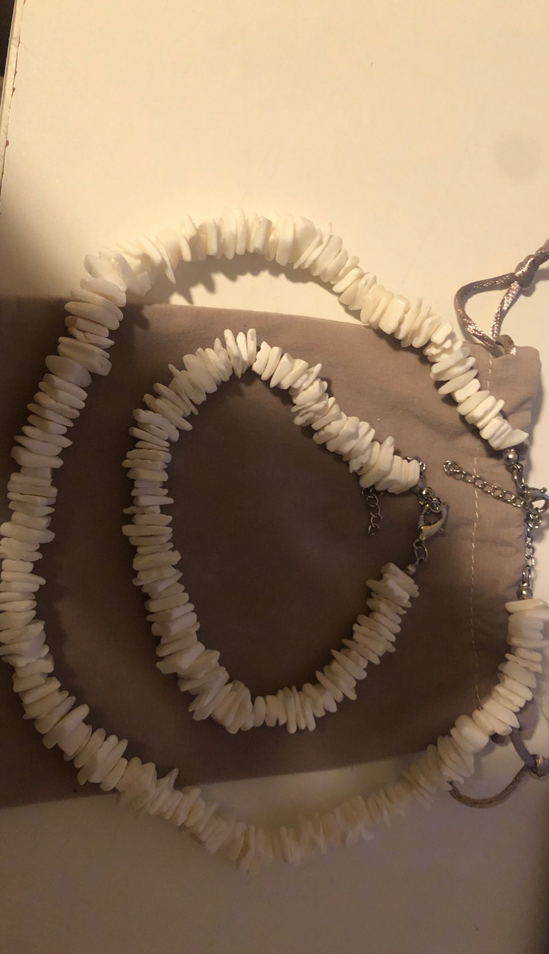 Puka shell choker and anklet
