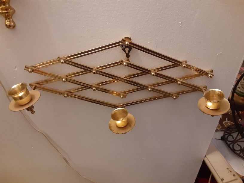 VERY NICE LOOKING Solid BRASS CANDLE HOLDER you can ADJUST IT TO short ARE Long HOLES 3 CANDLES